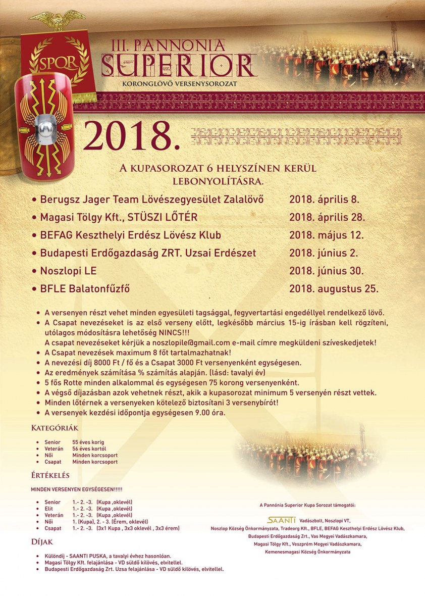 III. Pannonia Superior Kupa (Vas megyei koronglövő versenysorozat, 2018)